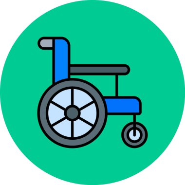 Tekerlekli sandalye simgesi, vektör illüstrasyonu