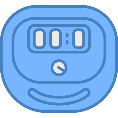 Bir arabanın mavi ve beyaz karikatür çiziminin vektör çizimi