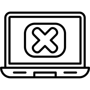 çapraz işaretli dizüstü bilgisayar vektör çizimi çizimi