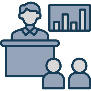 İş konferansı ikonu. Renk doldurma tasarımı ile düzenlenebilir vektör çizgisi.