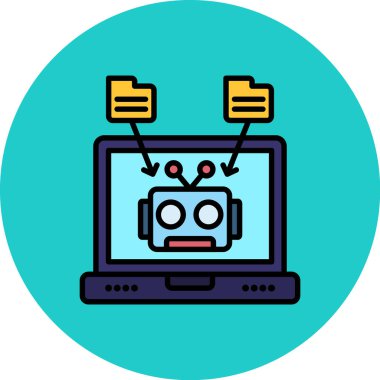 Bilgisayar monitörü simge rengi dış hat vektörü