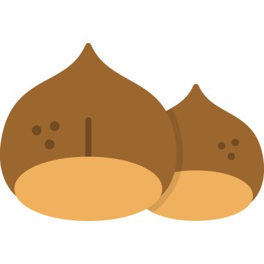 Beyaz arkaplanda iki meşe palamudu düz simge tasarımı, vektör illüstrasyonu