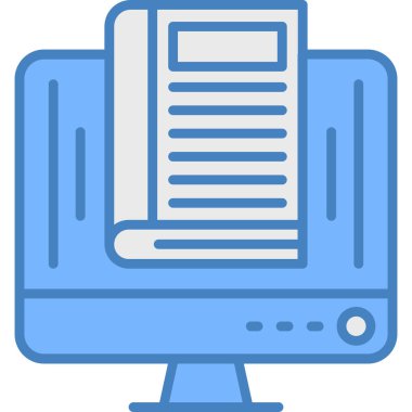 Bilgisayar monitörü simgesi, vektör illüstrasyonu beyaz arkaplanda izole edildi