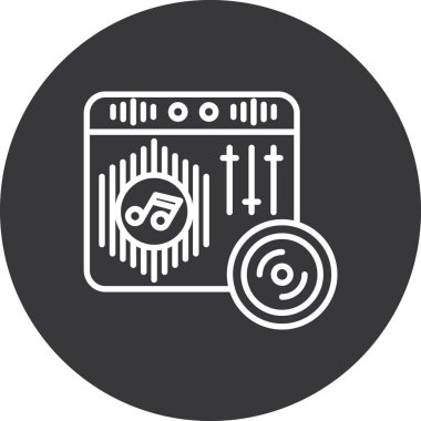 Gitar ikonlu bir nota. vektör illüstrasyonu