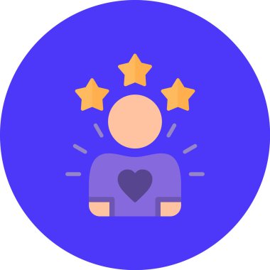 Kalp ikonuna sahip yıldız, modern vektör illüstrasyonu