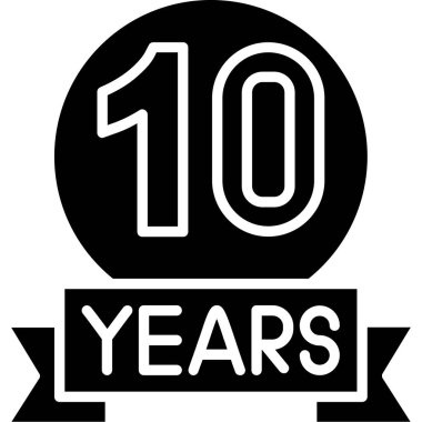 10. yıl dönümü siyah yuvarlak damga