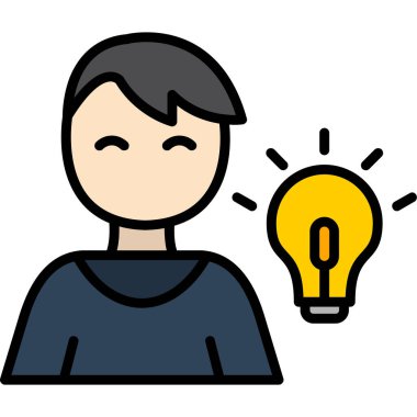 Ampul vektör çizimine sahip yaratıcı adam