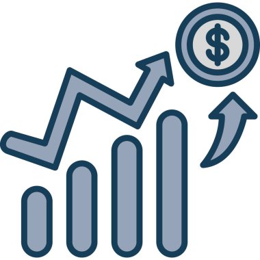 Mali büyüme vektör simgesi. biçim düz bicolor sembolü, mavi ve gri renkler, yuvarlak açılar, beyaz arkaplan