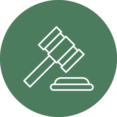 Yargıç Çekiç ikonu. Ana hatlı çekiç çizimi. beyaz üzerine izole edilmiş düz renk.