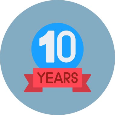 10. yıl dönümü vektör çizimi, düz tasarım biçimi