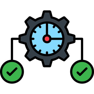 Zaman yönetimi simgesi renk ana hatları vektörü