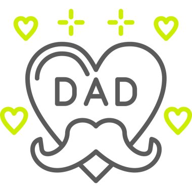 Beyaz arka planda çizgi bıyığı ve kalp ikonu izole edildi. Berber dükkanı sembolü. Yüz stili. Renkli taslak konsepti. vektör