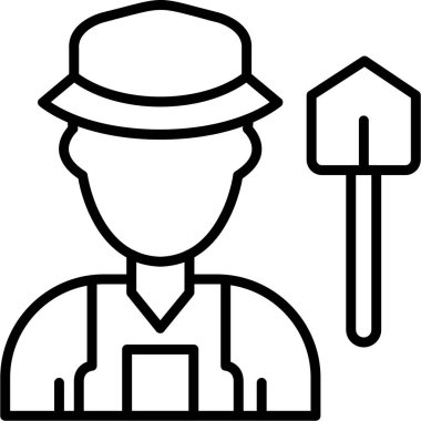 Tarım çiftçisi ikonu ana hatlarıyla