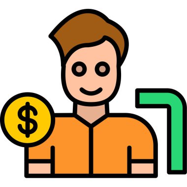 Para Adam ikonu. taslak insan vektör resimleme simgesi rengi düz izole