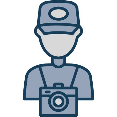 erkek simgesi ile fotoğraf makinesi, satır biçimi