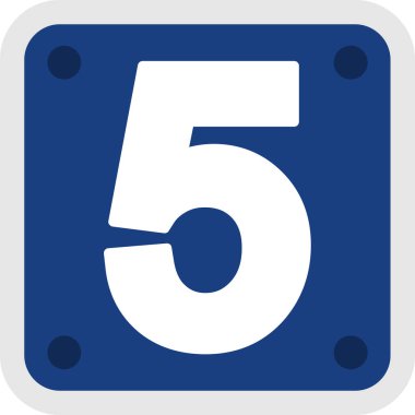 Beyaz arka planda beş numara işareti var. vektör illüstrasyonu.