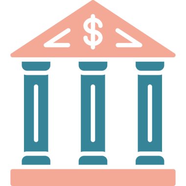 Banka binası simgesi düz stil