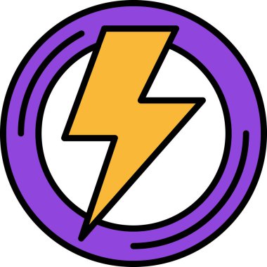 Şimşek simgesi renk ana hatları vektörü