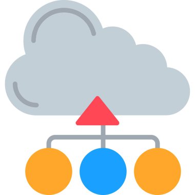 düz biçimli ağ bulut veri simgesi