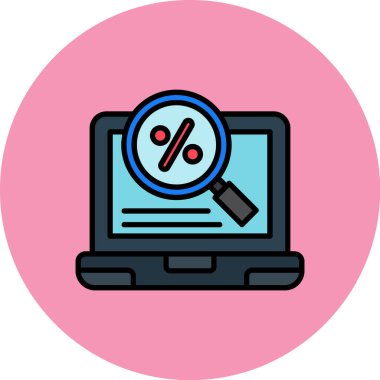 büyüteç vektör illüstrasyonlu laptop