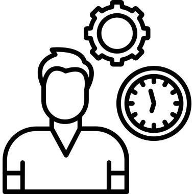 zaman yönetimi çizgi vektör simgesi