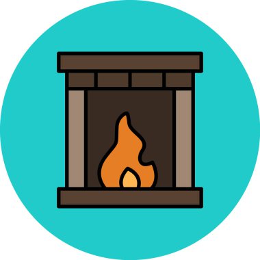 şömine web simgesi, vektör çizim