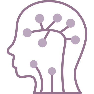 İnsan beyni ikonu. Beyazda izole edilmiş ağ için insan beyin vektör simgesi