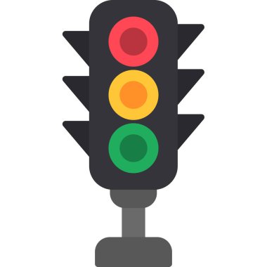 Trafik ışığı vektör simgesi. Düz vektör çizimi gölgeli beyaz arkaplanda izole edildi.