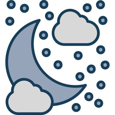 Ay ve bulutlar. Basit vektör illüstrasyonu