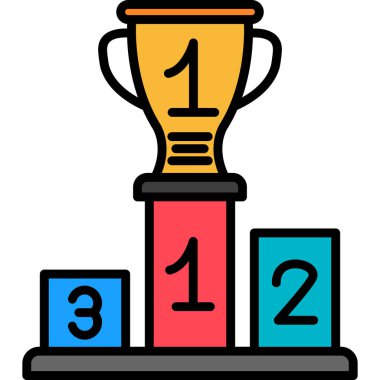 Kazanan kupa ikonu. Web için kazanan vektör simgelerinin özet çizimi