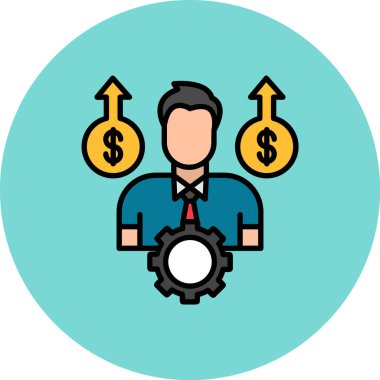 Dolar işaretli ve teçhizatlı iş adamı