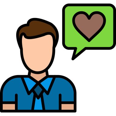 Kalp konuşma balonu vektör çizimi tasarımı ile iş adamı