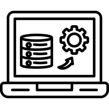 sunucu veritabanı çizgisi simgesi, sunucu vektör sembolü kavramı, vektör işareti, doğrusal arkaplan.