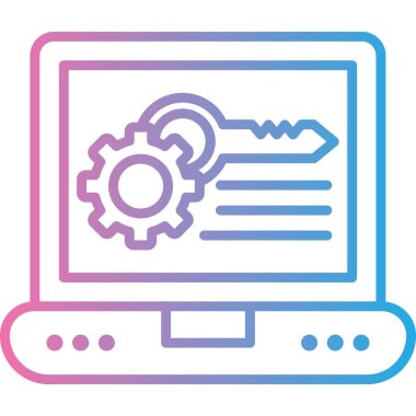 dizüstü bilgisayar ve dişli ikon vektör çizimi