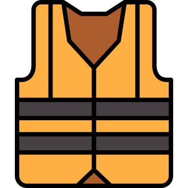 Güvenli yelek simgesi renk ana hatları vektörü