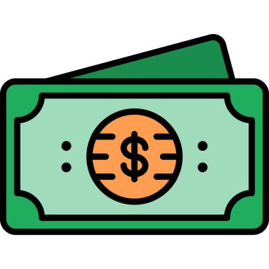 Para çantası ikonu. Taslak para çantası vektör rengi düz izole