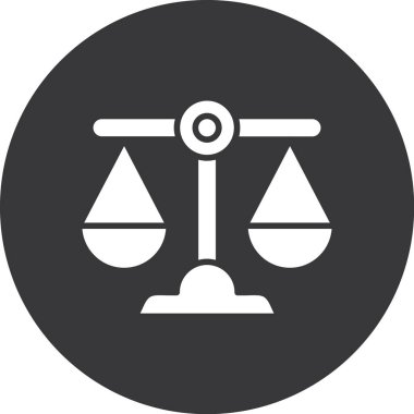 Ölçekler vektör simgesi. Düz yuvarlak sembolü, gri renkli, yuvarlak açılar, beyaz arka plan tarzıdır