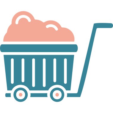 Çöp kutusu illüstrasyonlu alışveriş arabası