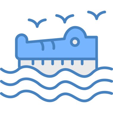 Yüzme havuzu simgesi renk ana hatları vektörü