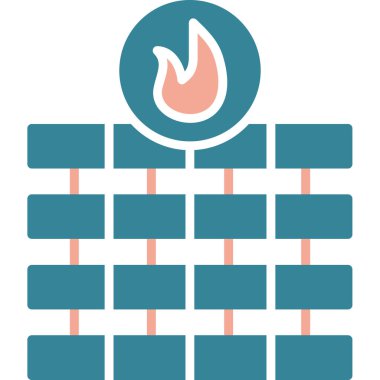 Yakacak odun ateş duvarı simgesi taslak biçiminde