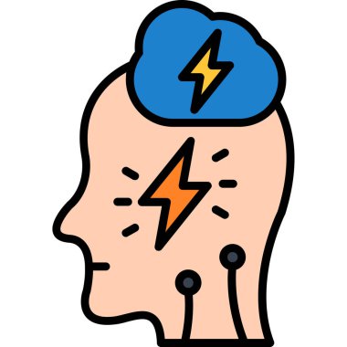 İnsan beyni simgesi renk ana hatları vektörü