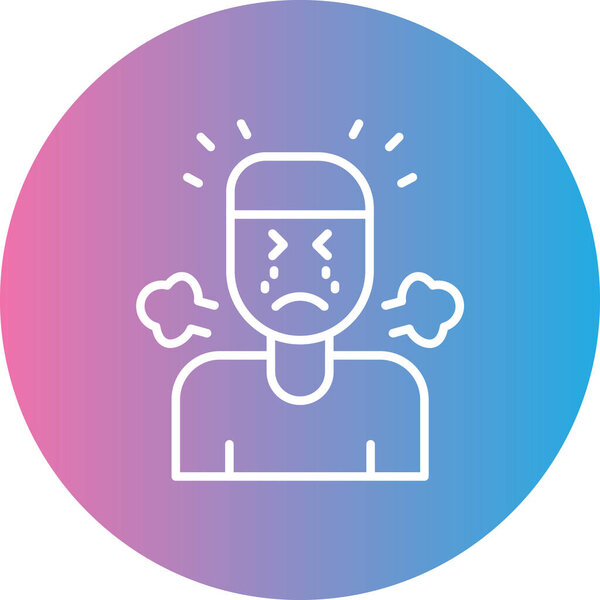 печальное лицо с иконой креста человека, простая векторная иллюстрация