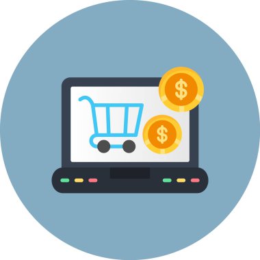 çevrimiçi alışveriş düz vektör simgesi