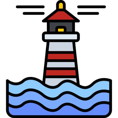 deniz feneri ikonu vektör illüstrasyonu