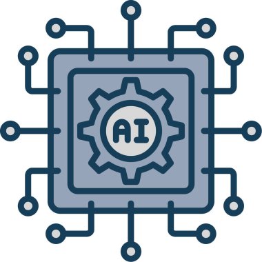 Vektör illüstrasyonu, robot ve ai simgesi