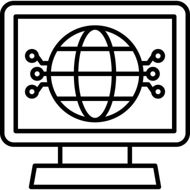 bilgisayar dünyası simgesi, vektör illüstrasyonu beyaz arkaplanda izole edildi