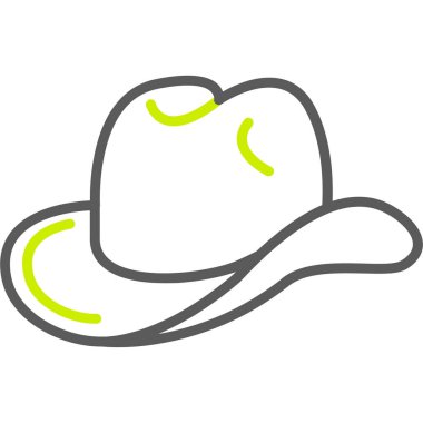 Kovboy şapkası ikonu. Beyaz üzerinde izole edilmiş kovboy şapkası vektör çizim rengi