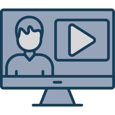 Video konferans ikonu. beyaz üzerinde izole edilmiş görüntü konferans vektör simgesi rengi