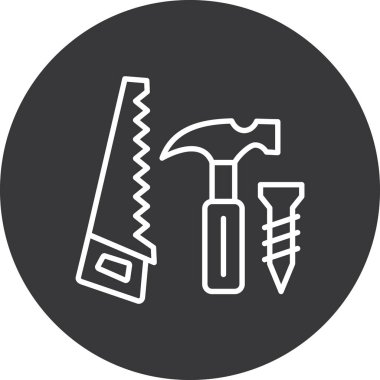 Çekiç ve çivi vektör simgesi. Web konsepti, mobil ve web tasarımı için basit vektör logosu.
