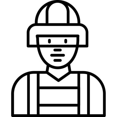 işçi inşaat başlığı simgesi taslak biçimi